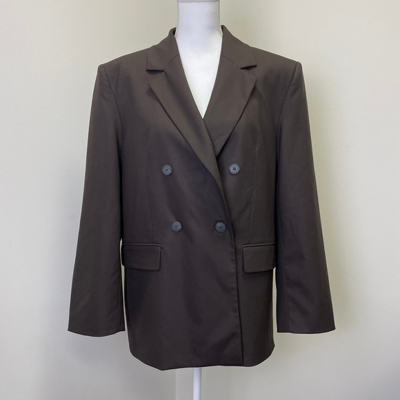 Zara Jackets & Blazers - Zara Womens Chocolate Brown Double Breasted Oversized Blazer Jacket Size Small